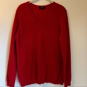 Luxury 100% Cashmere Sweater Women’s L Red V-Neck Pullover Classic